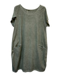 VC9537KHA Cotton-Linen Pocket Dress Khaki