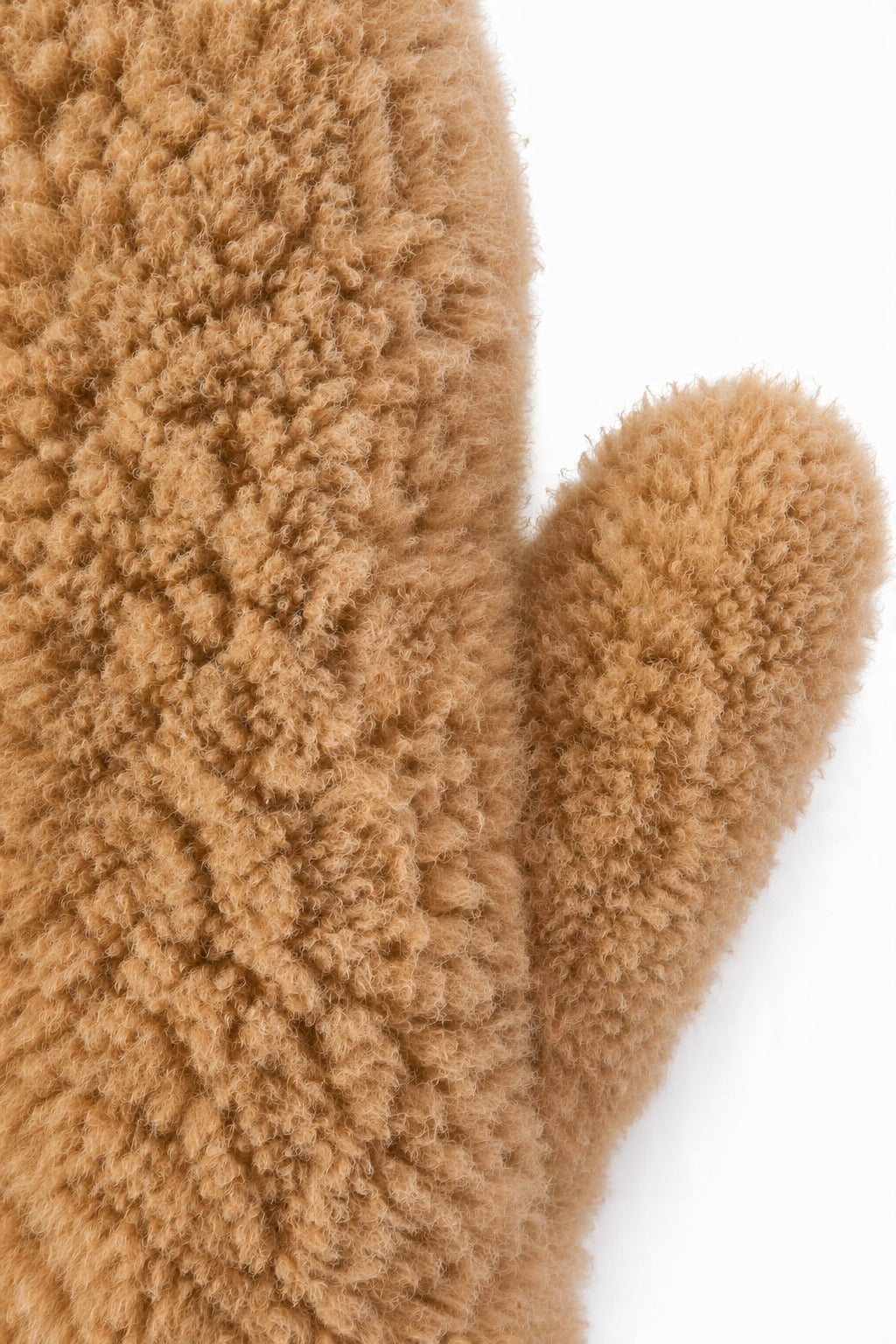 JA320 Camel Curly Teddy Mittens