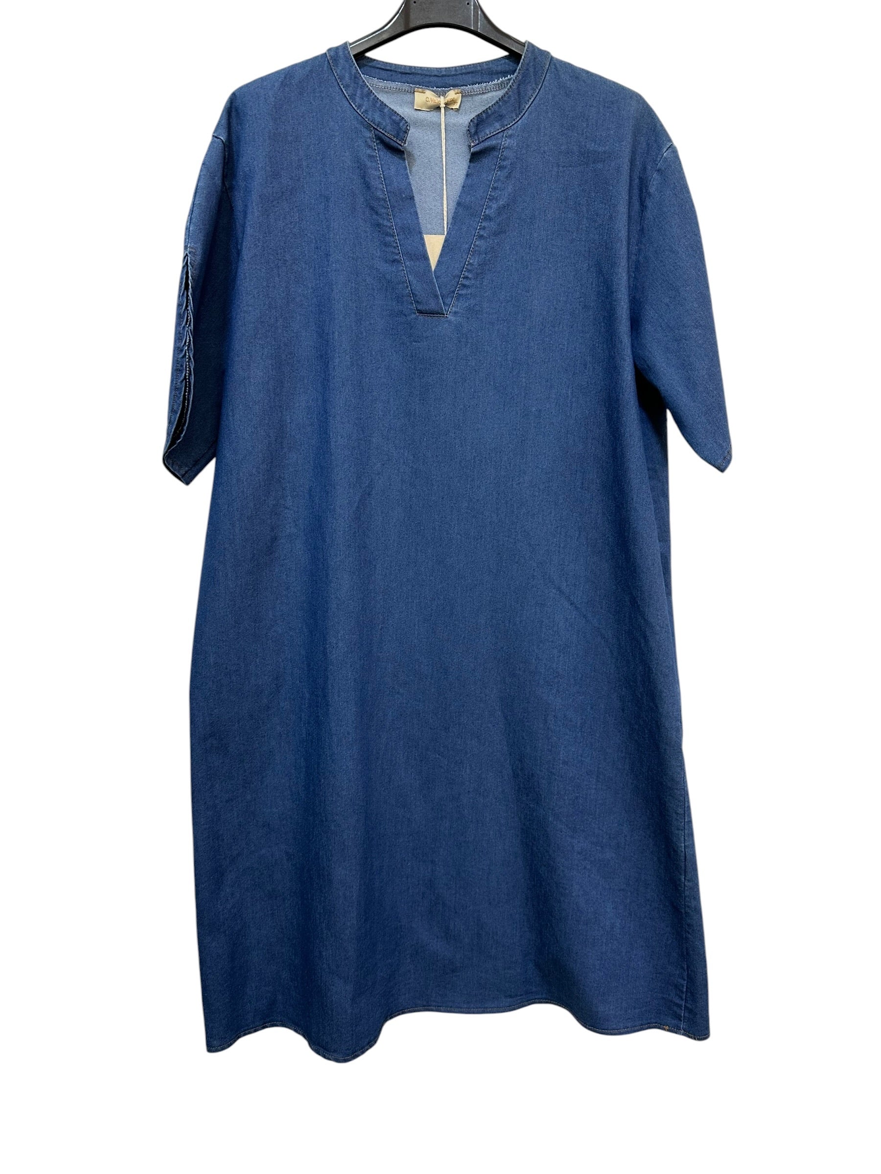 VC59699MED Denim V-Neck Dress Medium Blue
