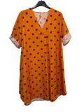 VC802317ORA Cotton Polka Dot Dress Orange