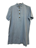 VC68231SKY Cotton Victorian-Collar Tunic Dress Sky Blue
