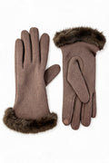 JA254 Taupe Fur Trim Gloves