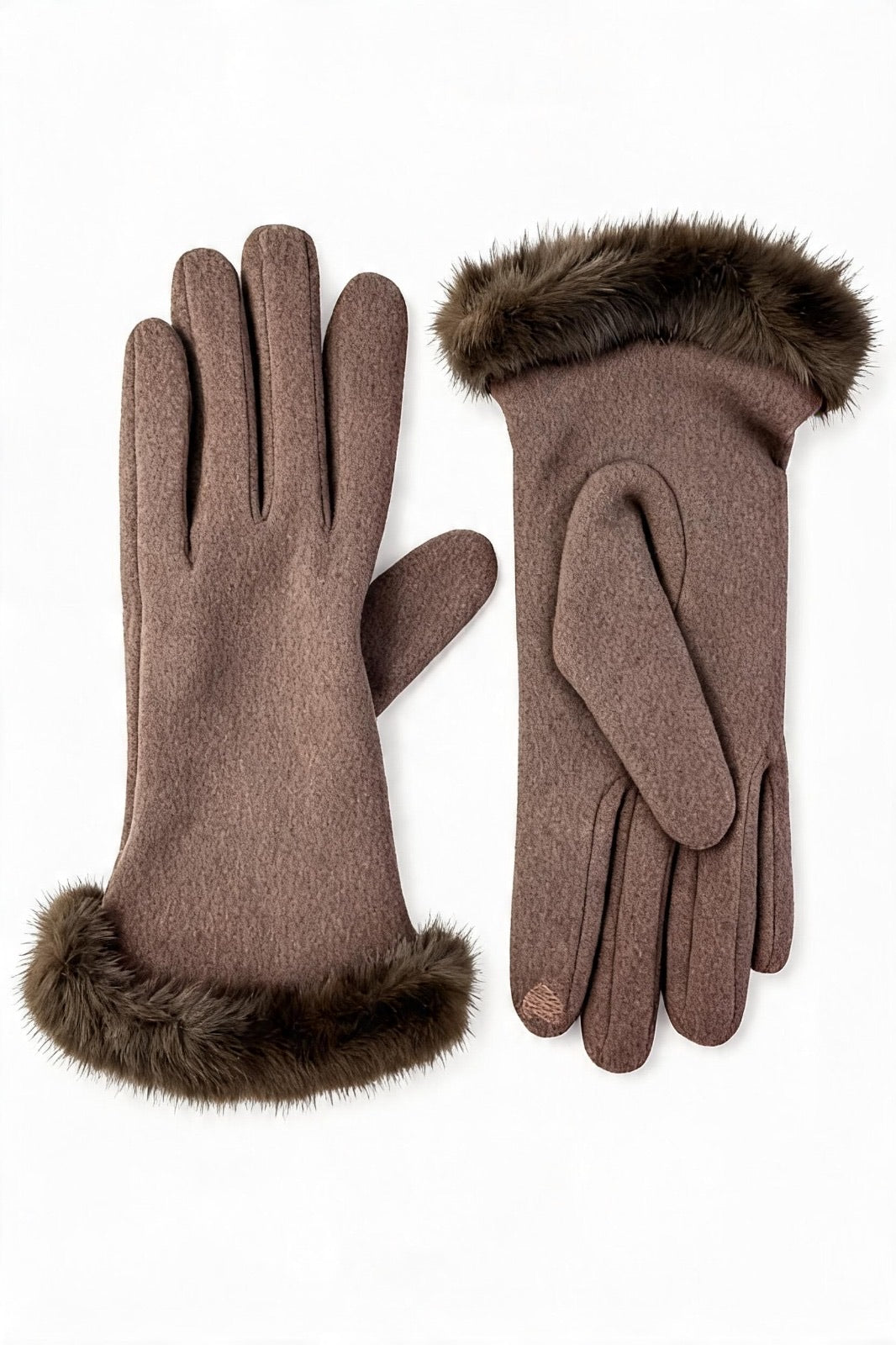 JA254 Taupe Fur Trim Gloves