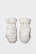 JA333 White Metallic Puffer Mittens