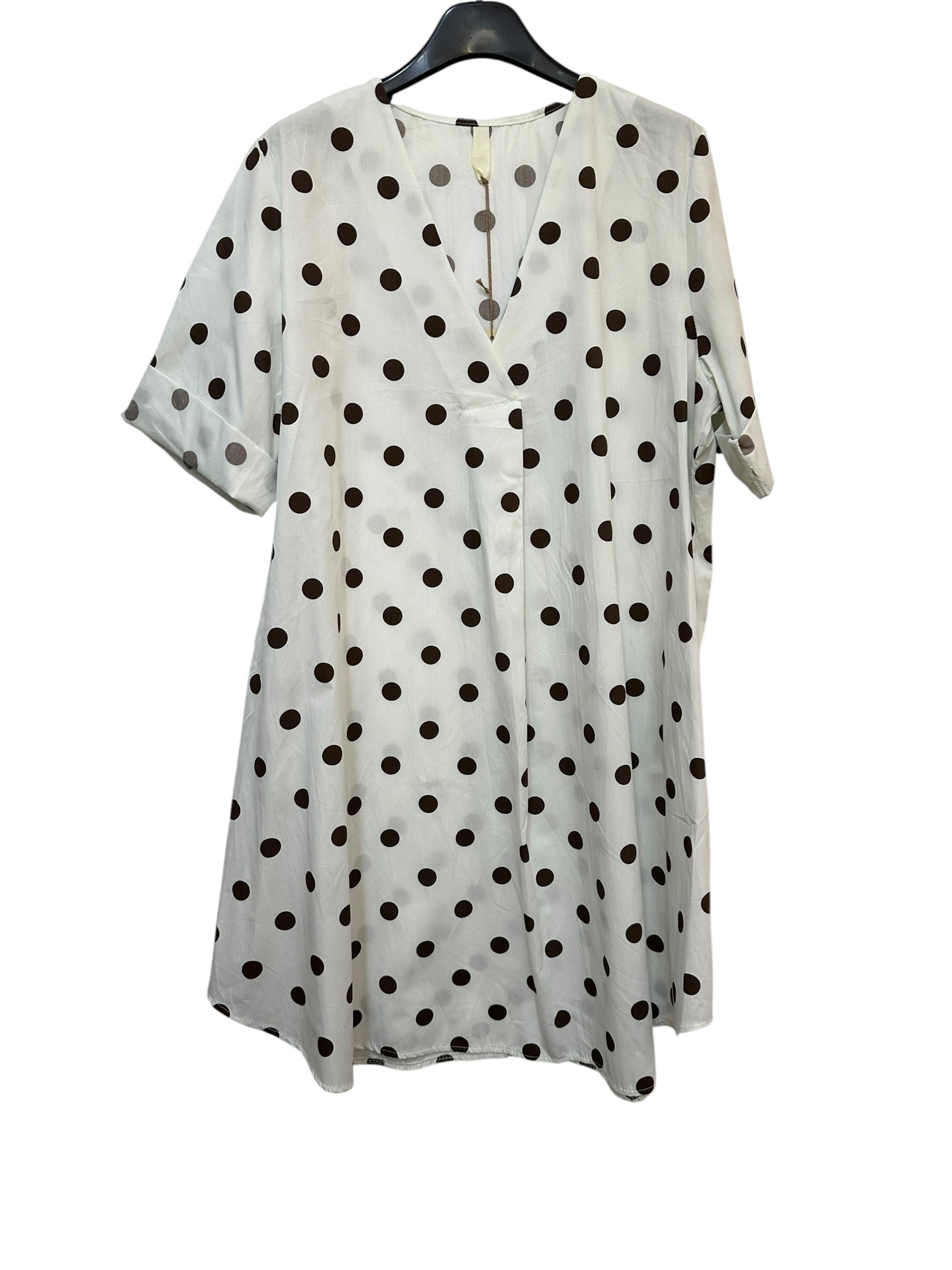 VC802317WHI Cotton Polka Dot Dress White