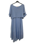 VC2PCSSKY Cotton Two-Piece Midi Dress Set Sky Blue