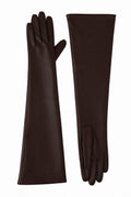 JA409 Brown Long Faux Leather Gloves