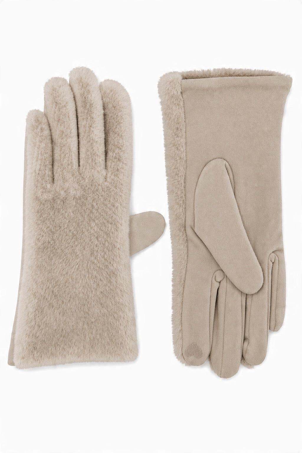 JA226 Taupe Plush Fur Gloves
