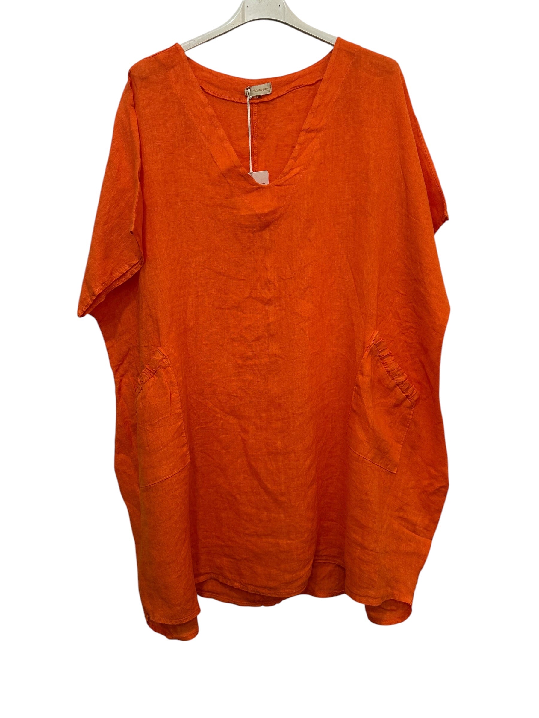 VC2820ORA Oversized Linen Tunic Dress Orange