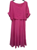 VC2PCSFUC Cotton Two-Piece Midi Dress Set Fuchsia