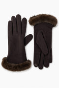 JA255 Brown Fur Trim Gloves