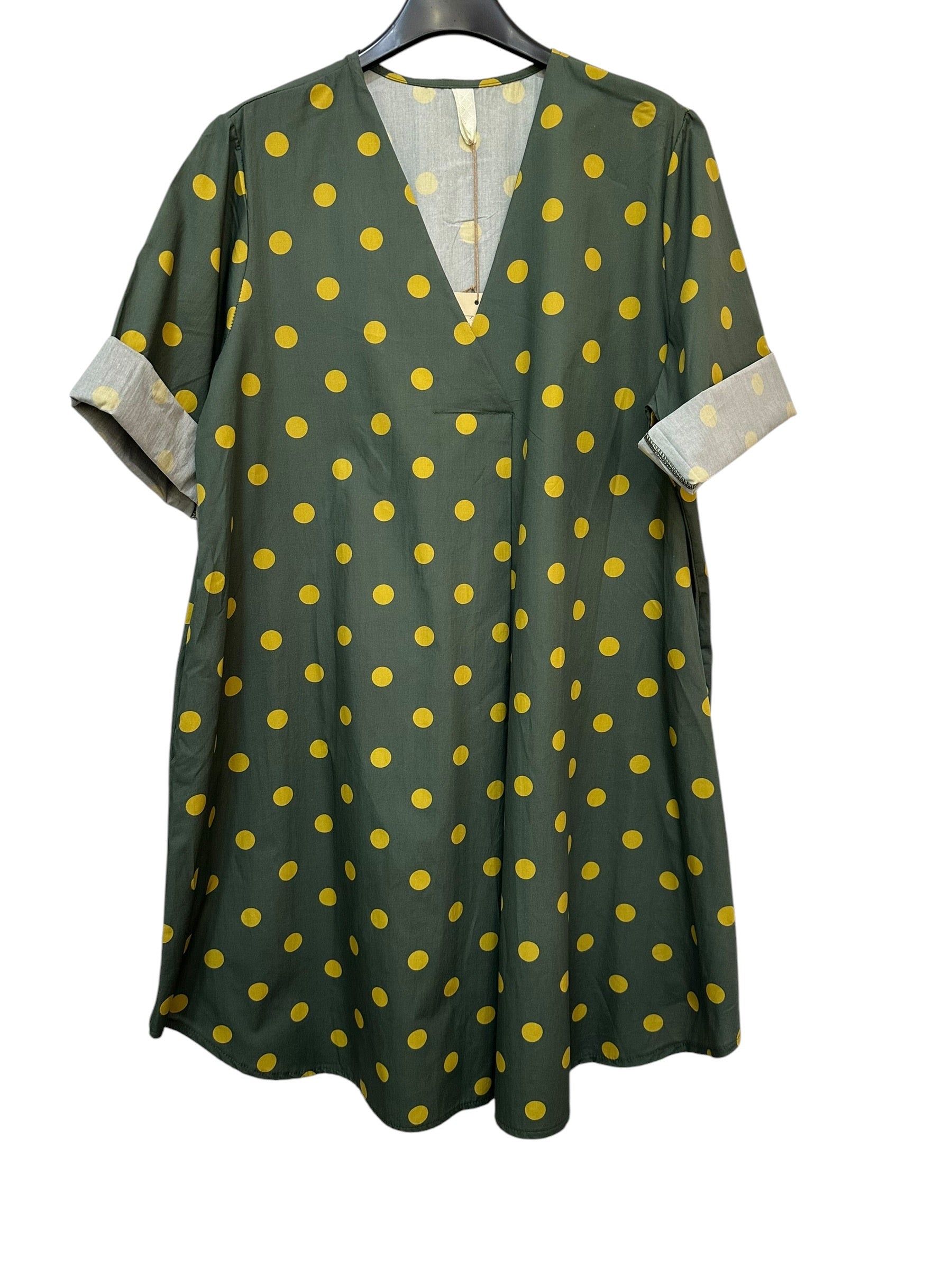 VC802317KHA Cotton Polka Dot Dress Khaki