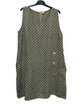 VC1302PKHA Sleeveless Linen Polka Dot Dress Khaki