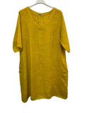 VC2278OCH Linen Short-Sleeve Dress Ochre