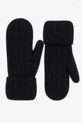 JA243 Black Ribbed Knit Mittens