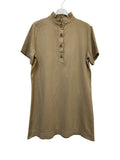 VC68231CAM Cotton Victorian-Collar Tunic Dress Camel