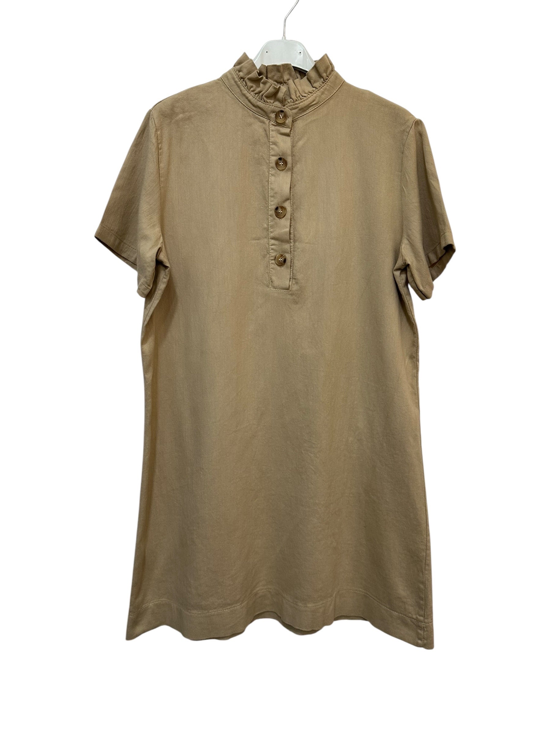 VC68231CAM Cotton Victorian-Collar Tunic Dress Camel