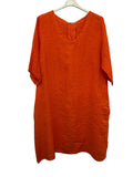 VC2278ORA Linen Short-Sleeve Dress Orange