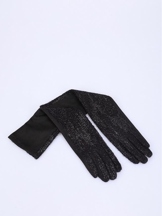 JA412 Black White Long Sequin Gloves