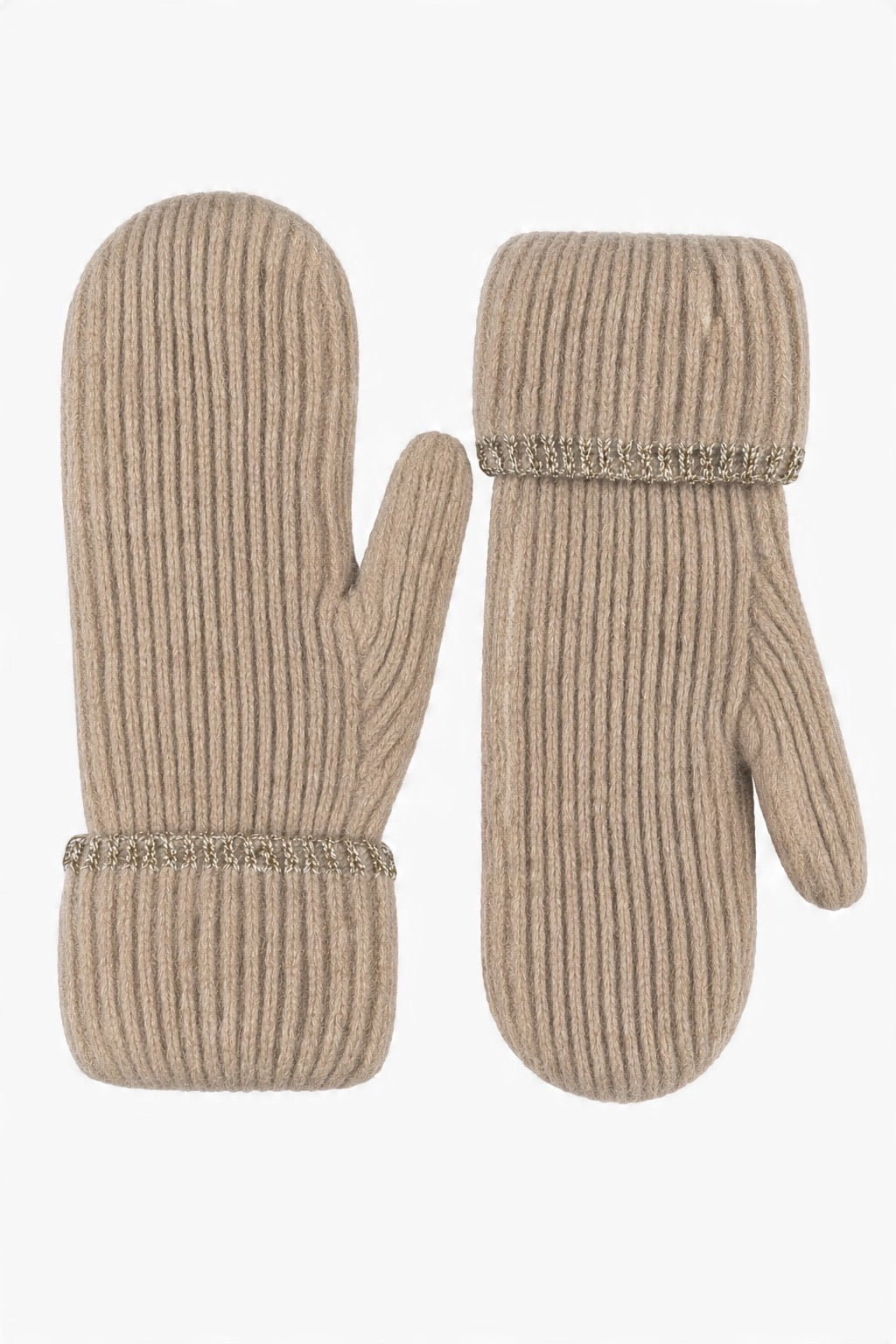 JA246 Taupe Ribbed Knit Mittens
