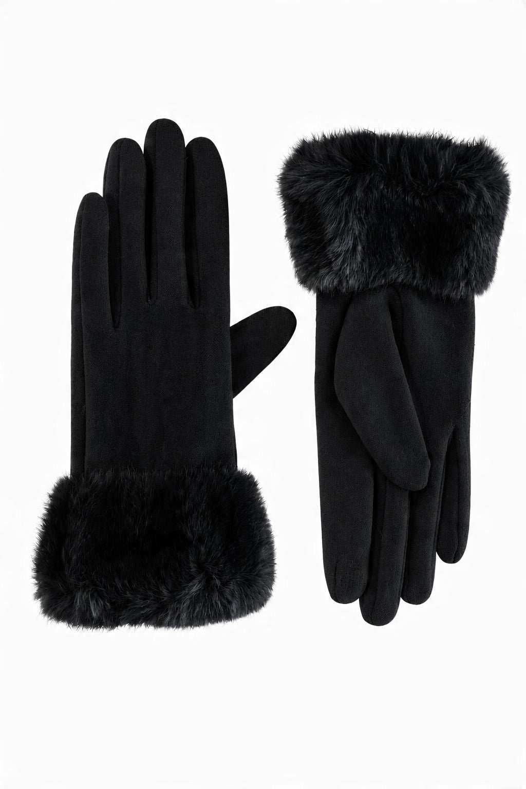 JA230 Black Fur Cuff Gloves