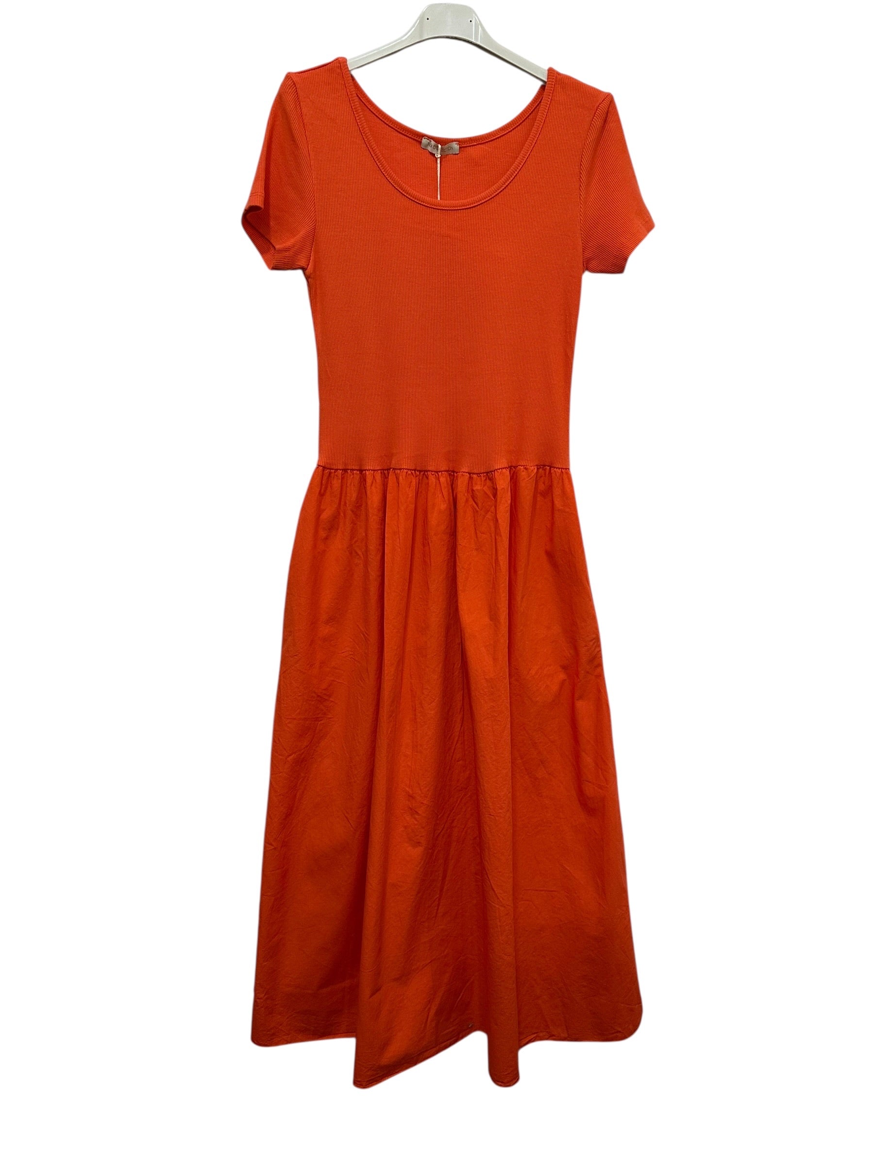 VC842131ORA Two-Tone Midi Dress Orange
