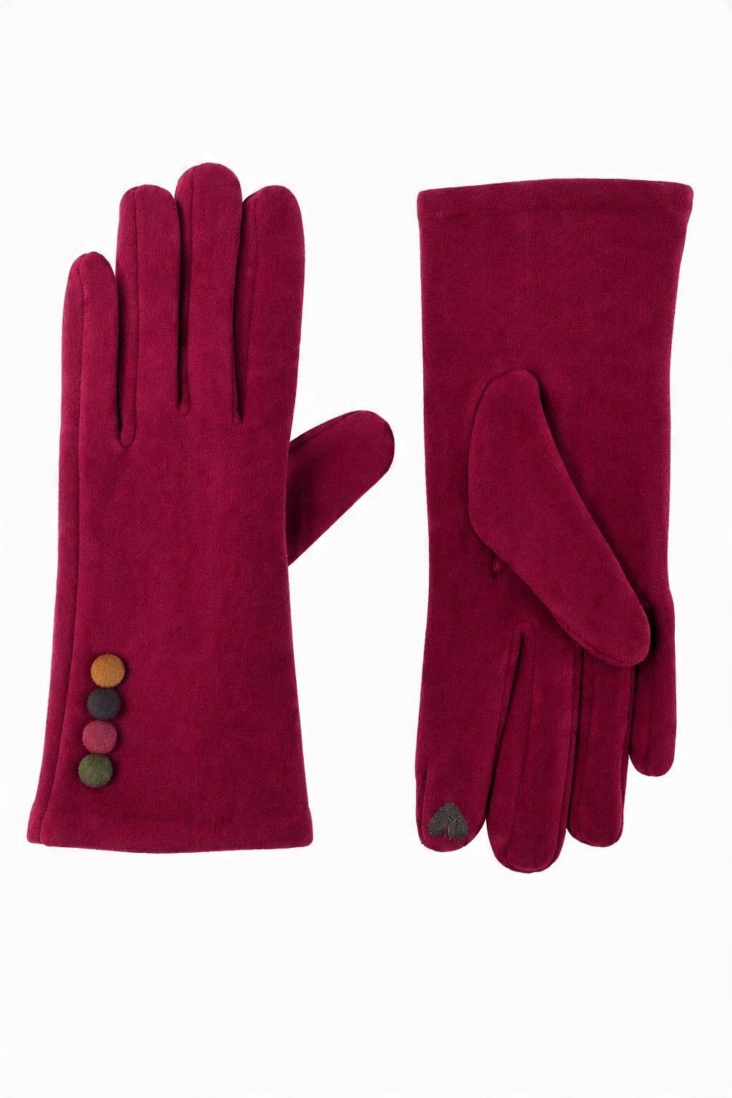 JA349 Wine Button Trim Gloves