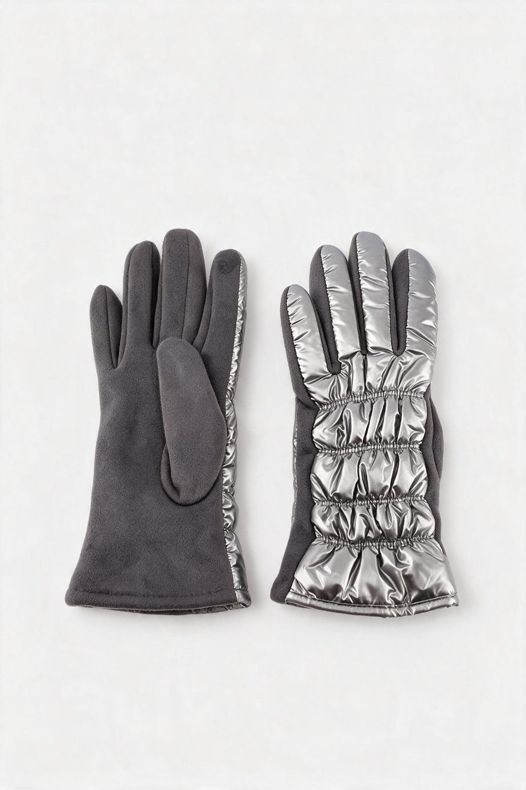 JA376 Gunmetal Metallic Puffer Gloves