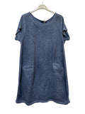 VC9537NAV Cotton-Linen Pocket Dress Navy