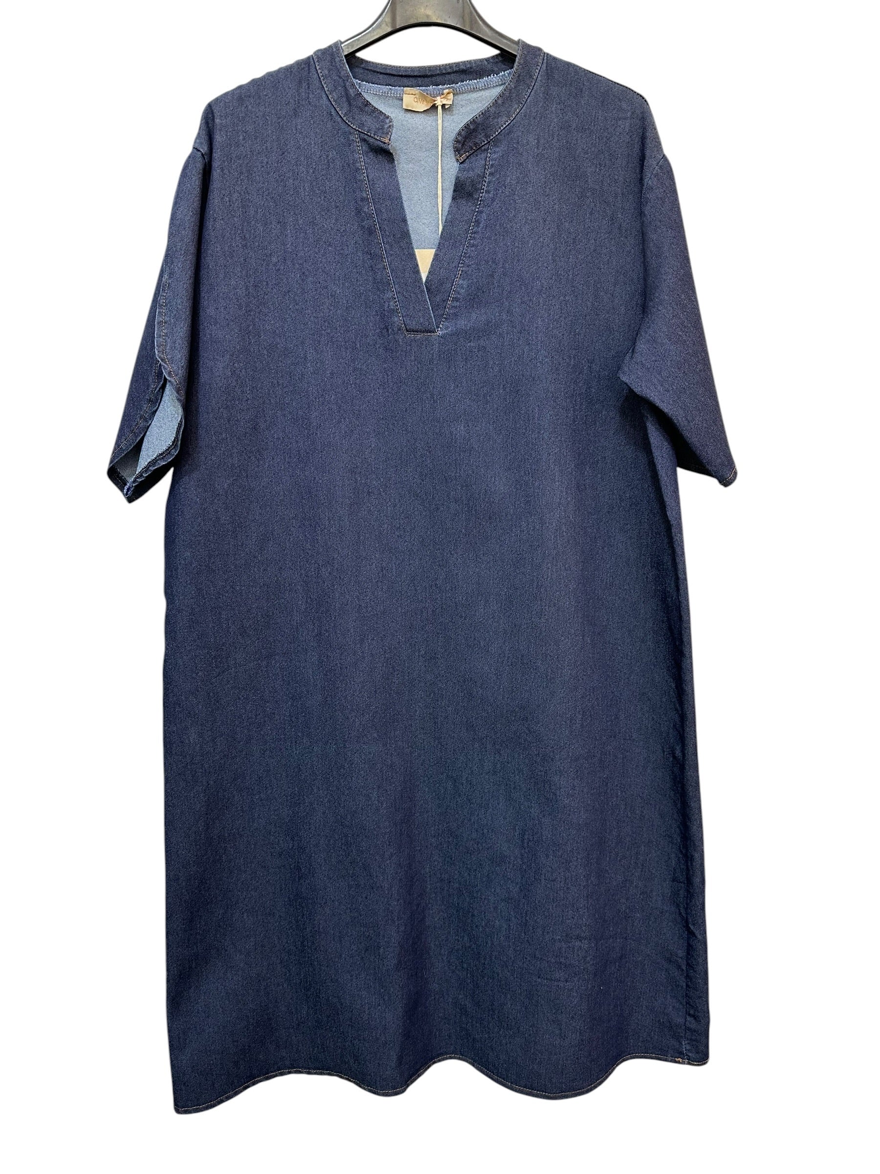 VC59699DAR Denim V-Neck Dress Dark Blue