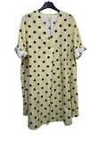 VC802317YEL Cotton Polka Dot Dress Yellow