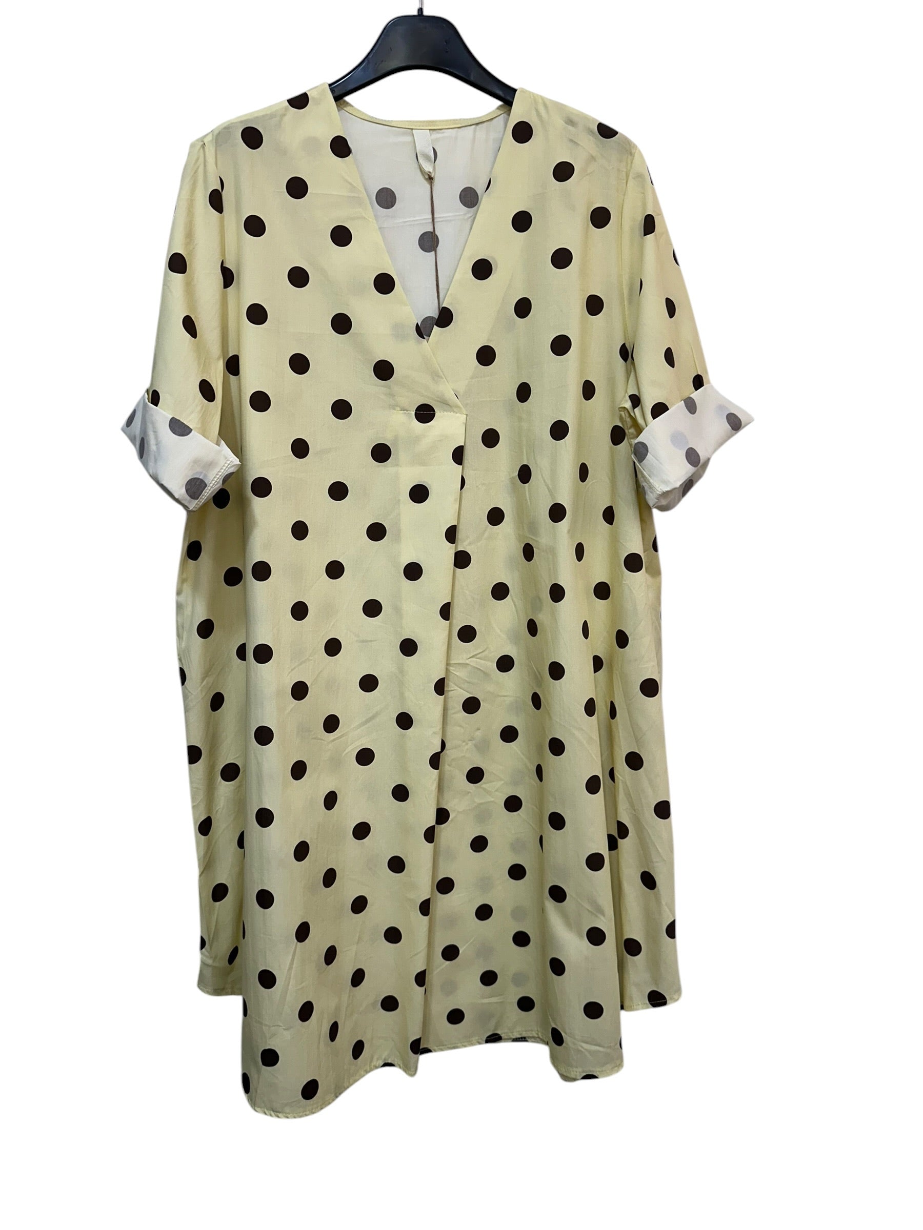 VC802317YEL Cotton Polka Dot Dress Yellow