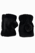 JA213 Black Fingerless Fur Gloves