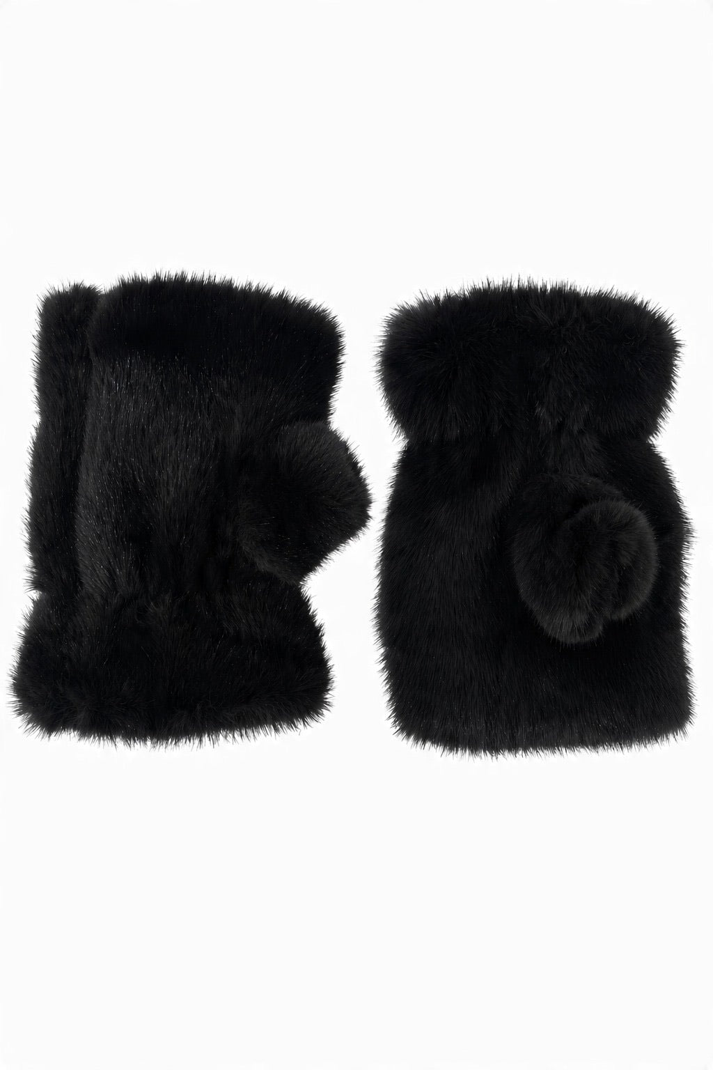 JA213 Black Fingerless Fur Gloves