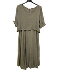 VC2PCSTAU Cotton Two-Piece Midi Dress Set Taupe