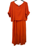 VC2PCSORA Cotton Two-Piece Midi Dress Set Orange