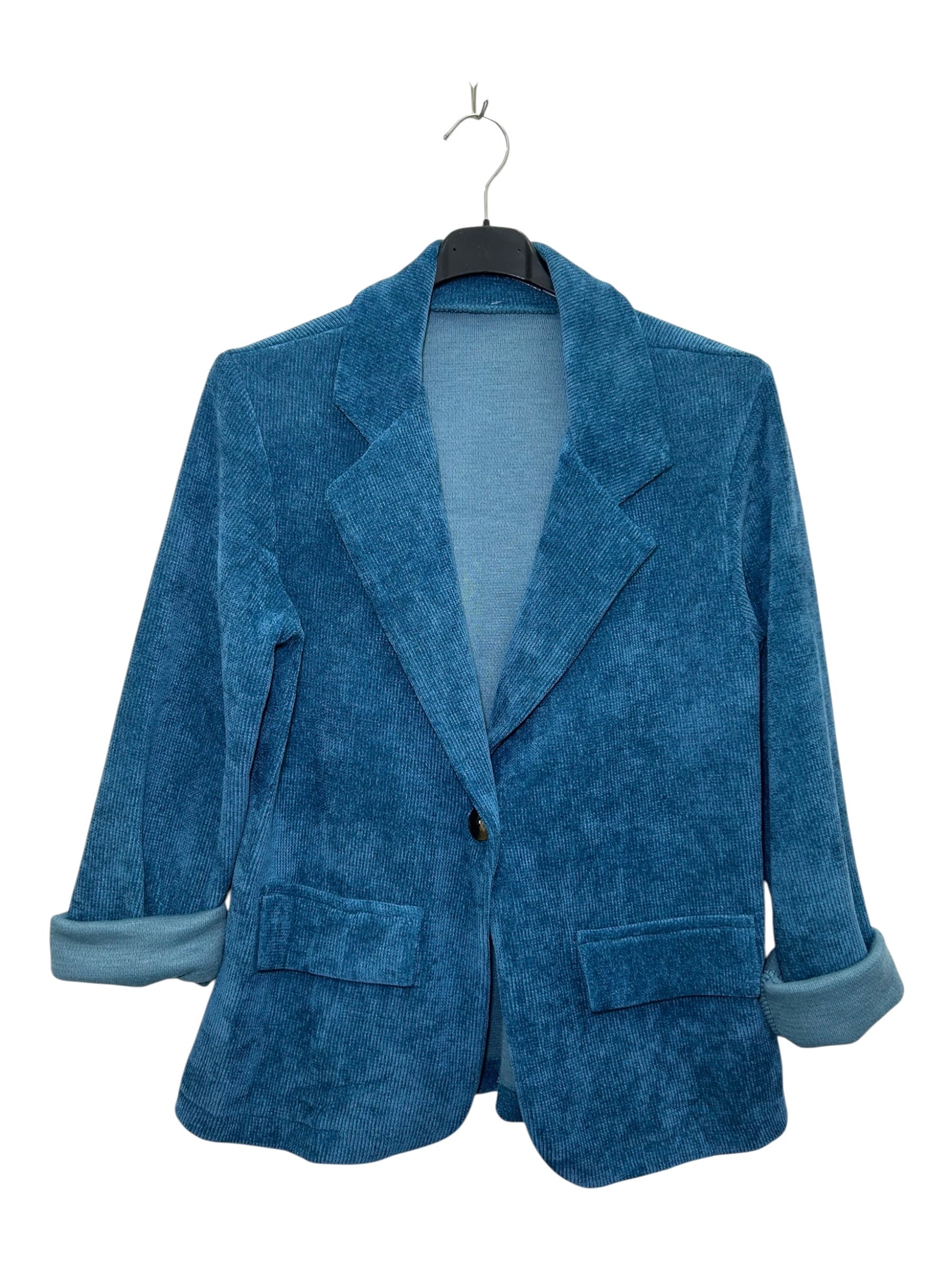 VM48 Petrol Blue Velvet Blazer