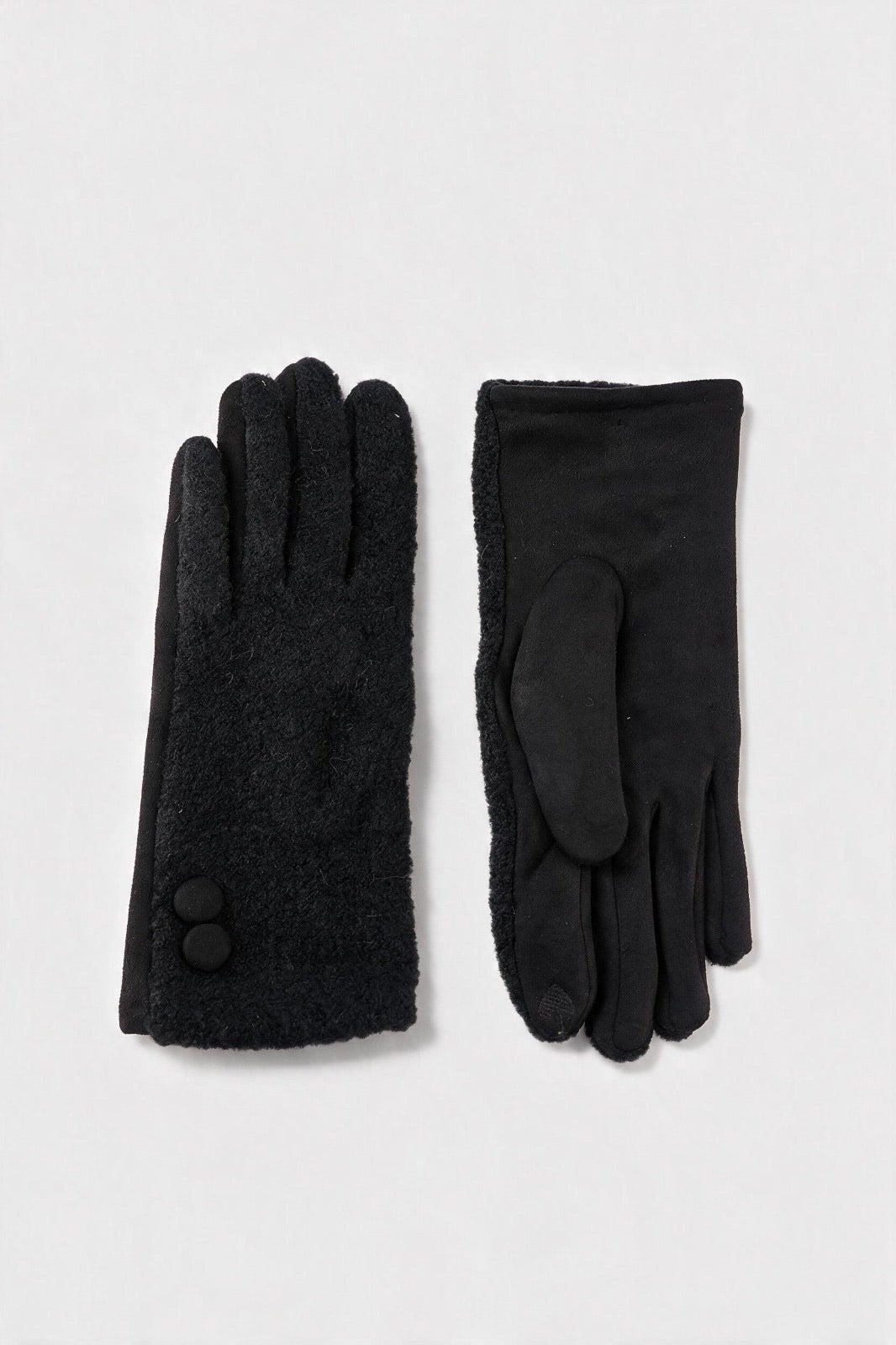 JA299 Black Button Knit Gloves