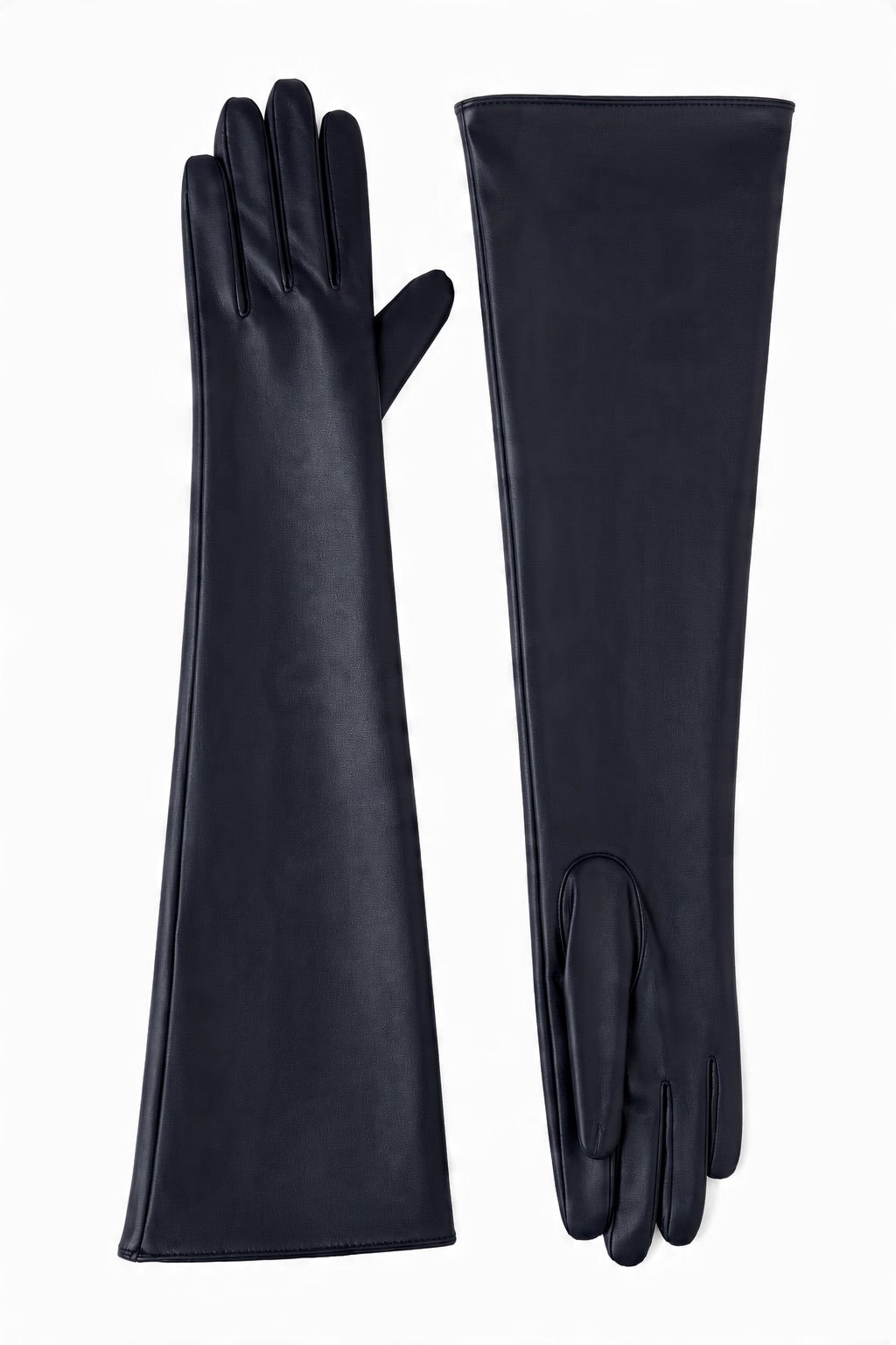 JA408 Black Long Faux Leather Gloves