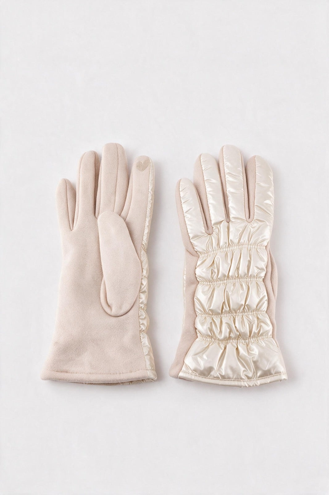JA378 White Metallic Puffer Gloves