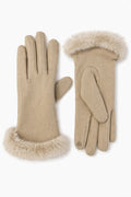 JA253 Beige Fur Trim Gloves