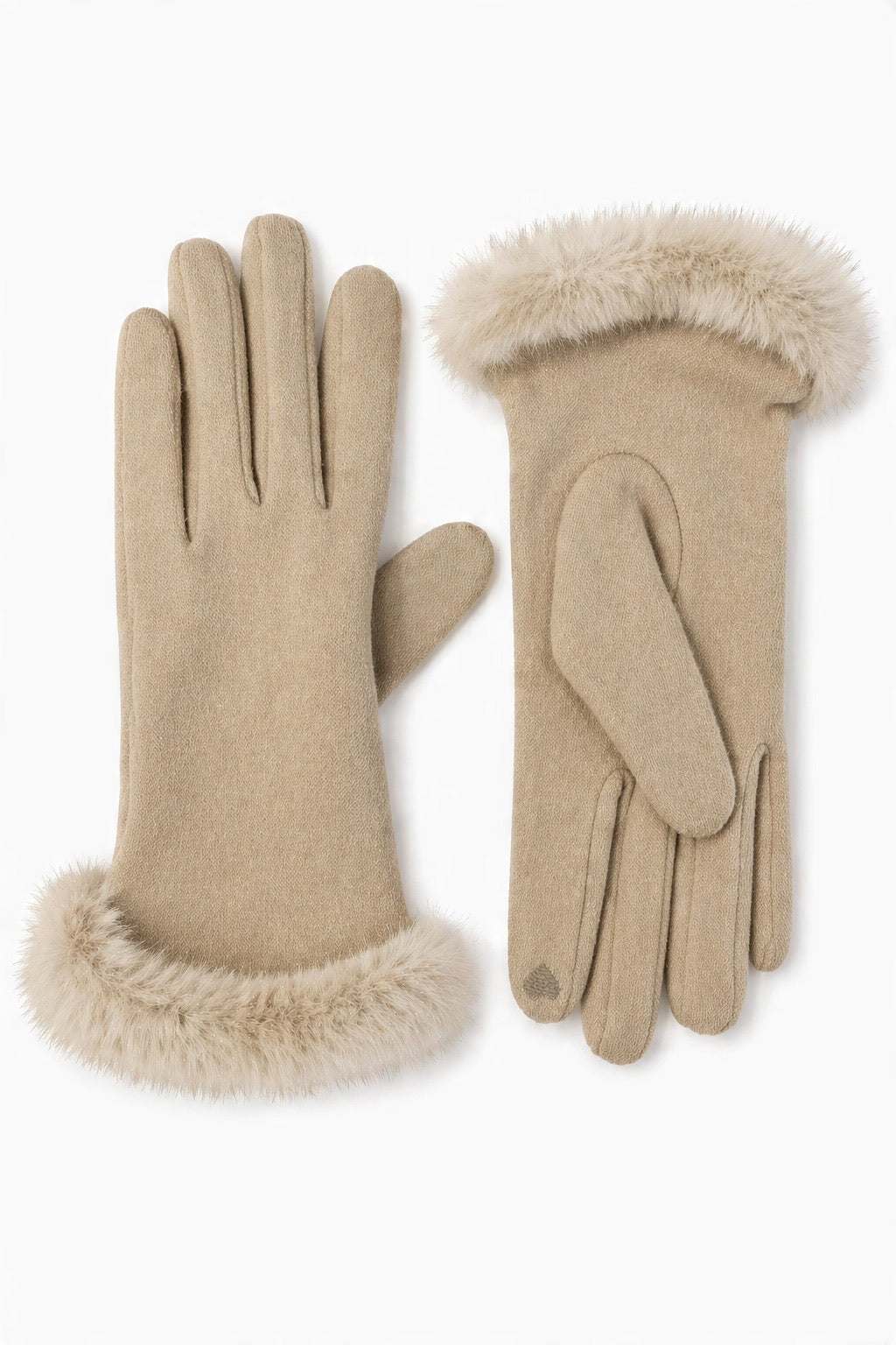 JA253 Beige Fur Trim Gloves