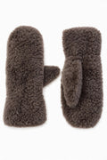 JA319 Taupe Curly Teddy Mittens
