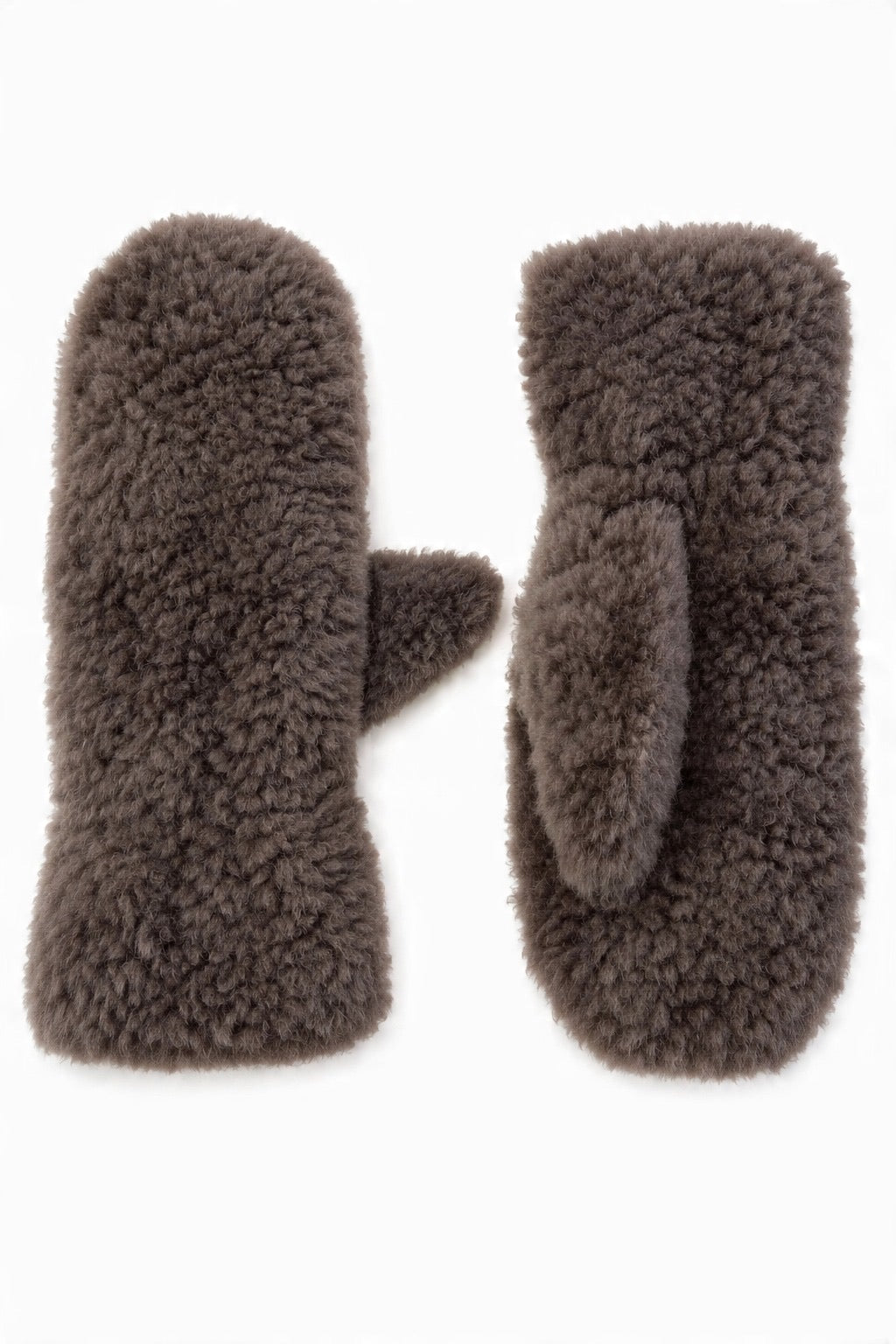 JA319 Taupe Curly Teddy Mittens
