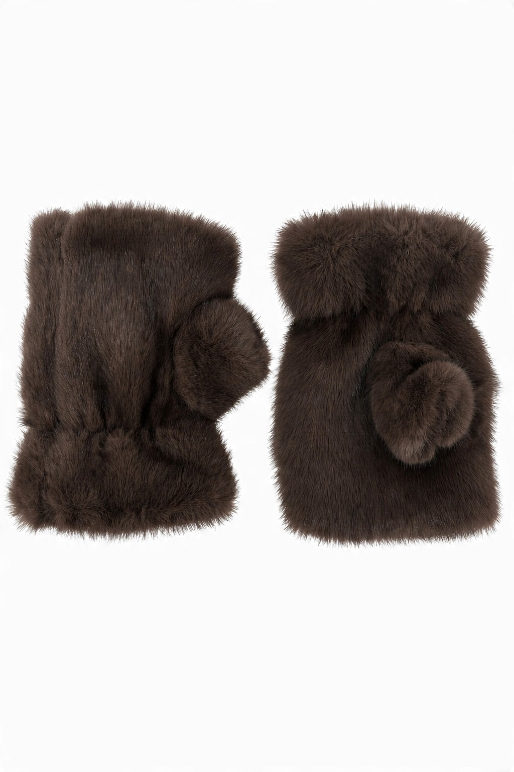 JA216 Brown Fingerless Fur Gloves