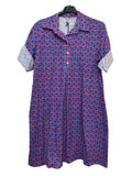VC24002DLROY Cotton Geometric Shirt Dress Royal Blue