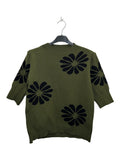 VM63 Khaki Floral Print Sleeveless Sweater