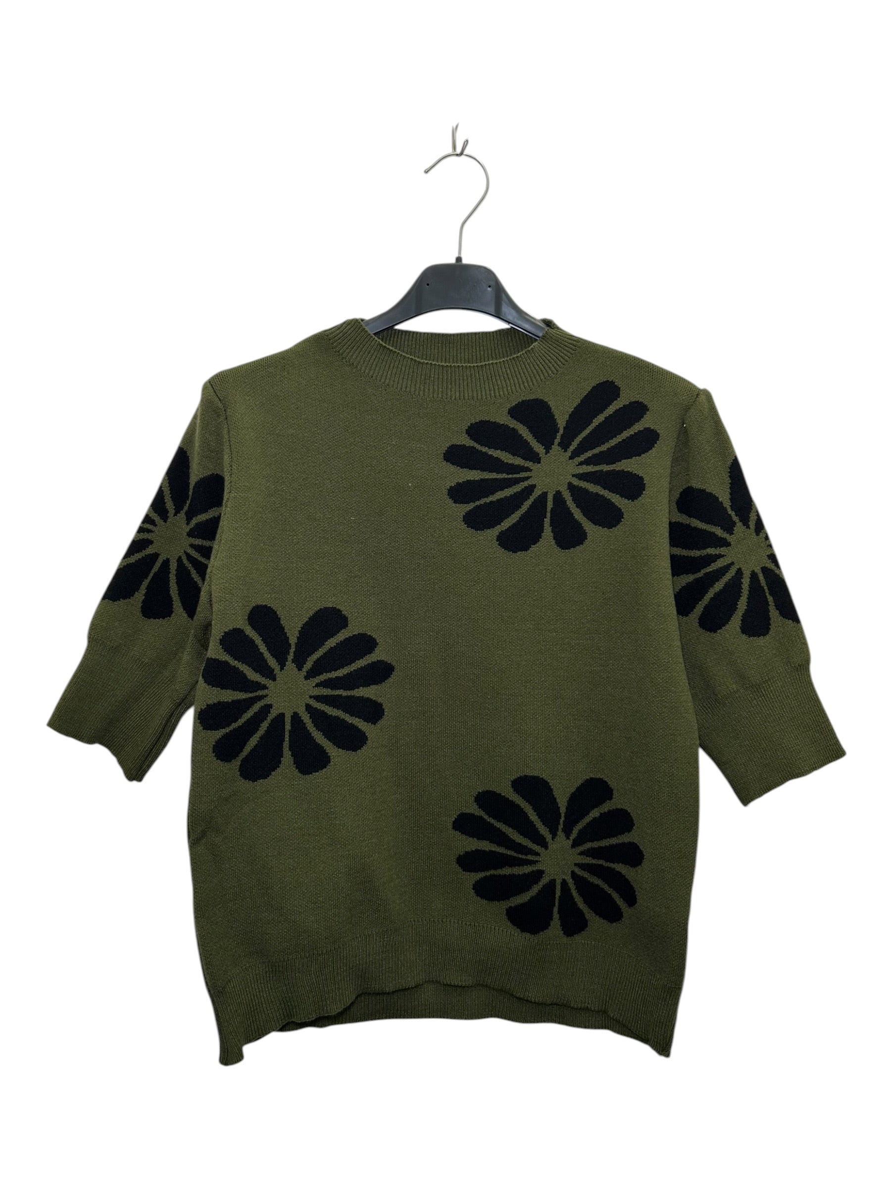 VM63 Khaki Floral Print Sleeveless Sweater