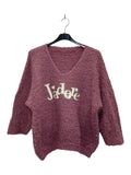 VM84 Lilac Adore Print Teddy Sweater