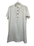 VC68231WHI Cotton Victorian-Collar Tunic Dress White